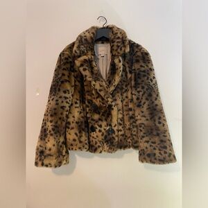 LOFT Animal Print Teddy Jacket